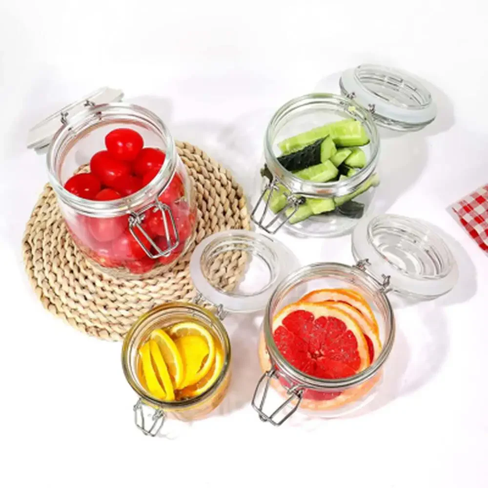 Glass Storage Jars 25Oz 750Ml with Airtight Lids Leak Proof Rubber Gasket